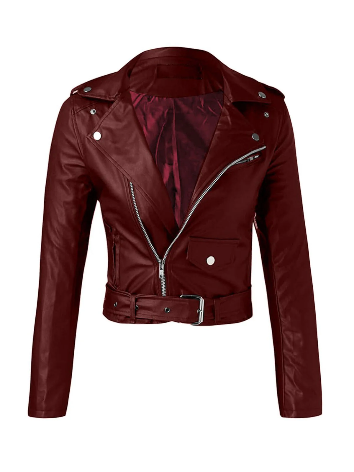 Veste courte en cuir à revers et fermeture éclair des années 1980 - Image 3