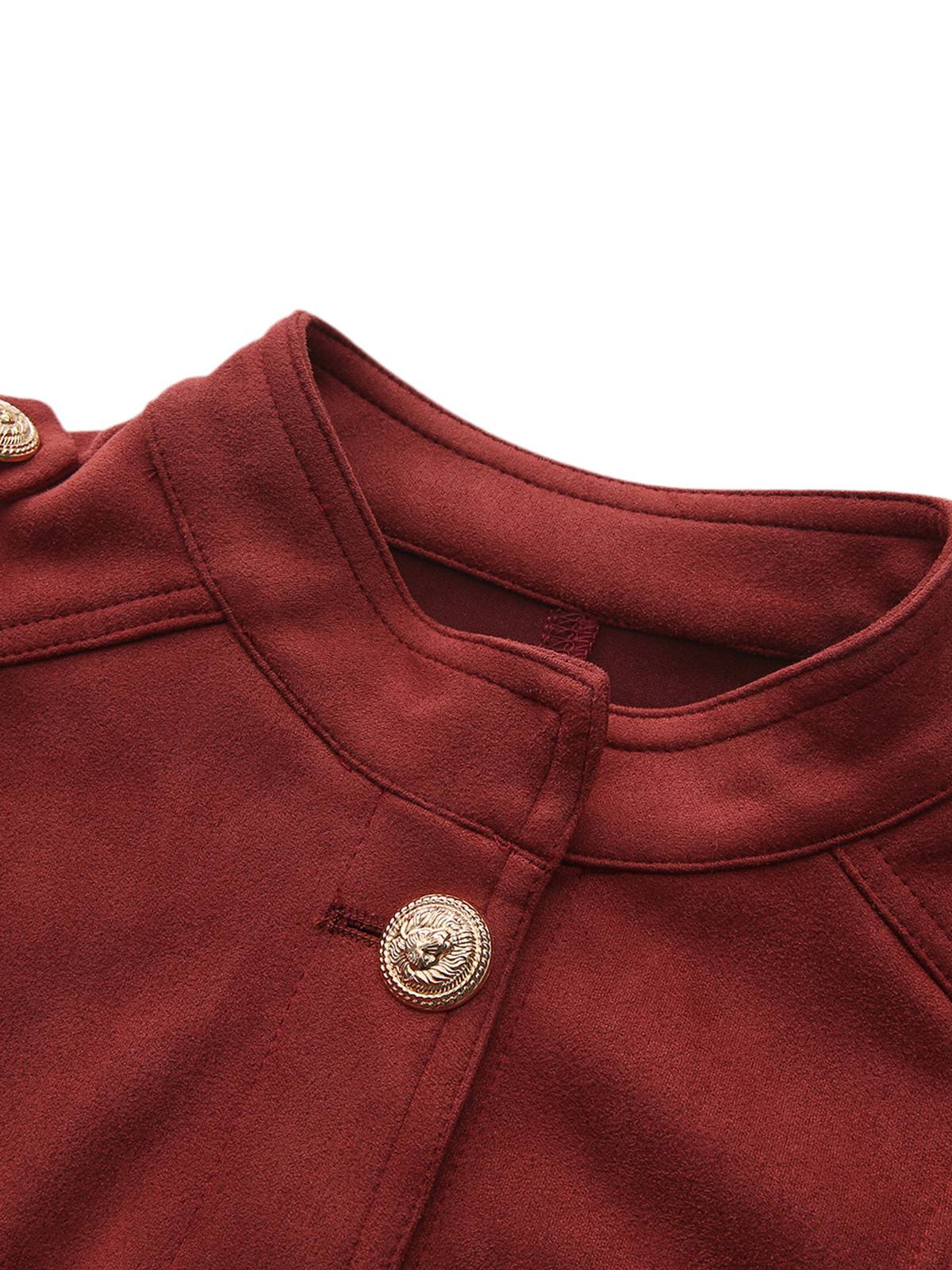 Veste courte en daim marron col montant des années 1980 - Image 4