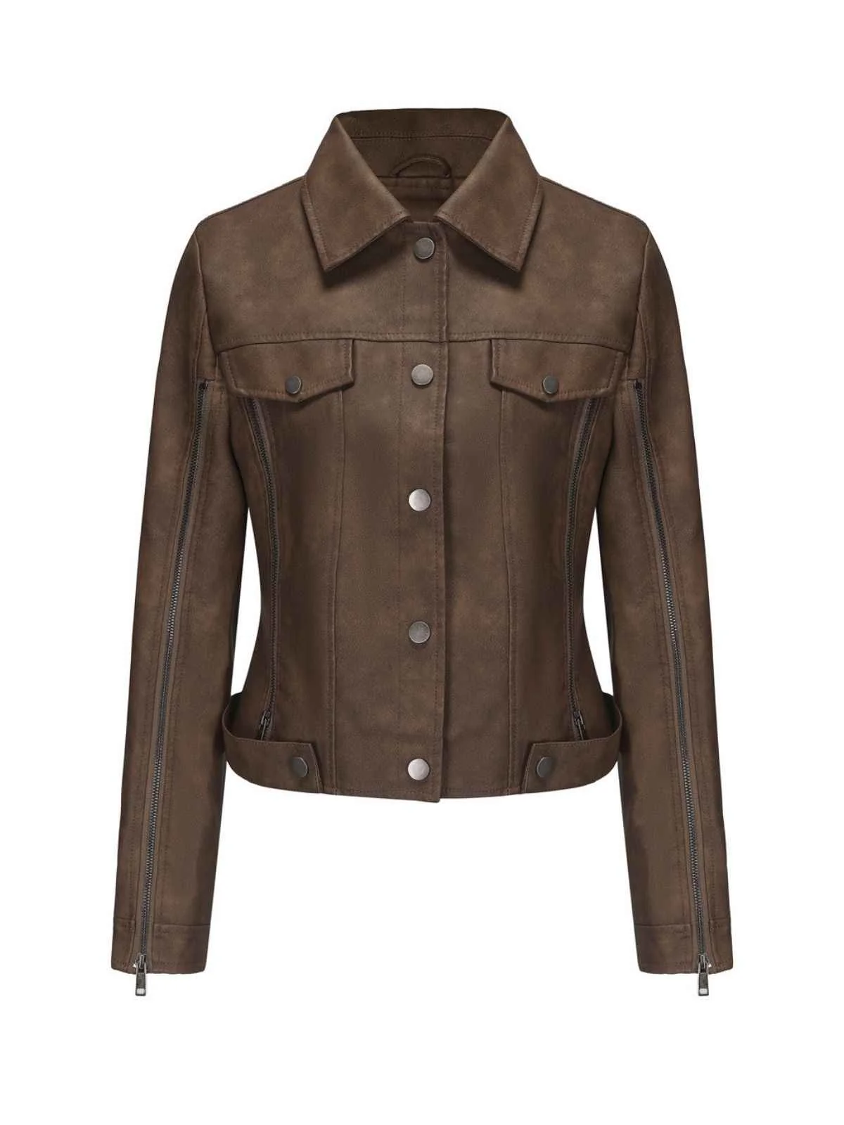 Veste de moto en cuir à fermeture éclair multiple années 1960
