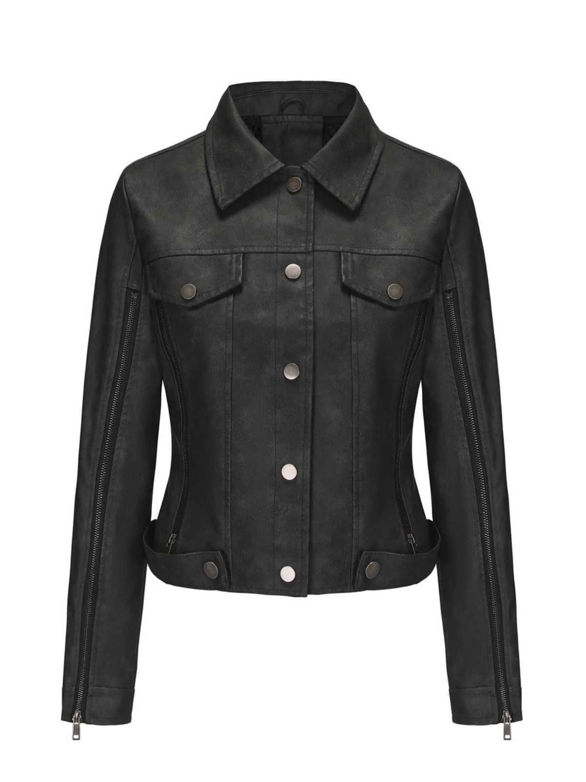 Veste de moto en cuir à fermeture éclair multiple années 1960 - Image 5