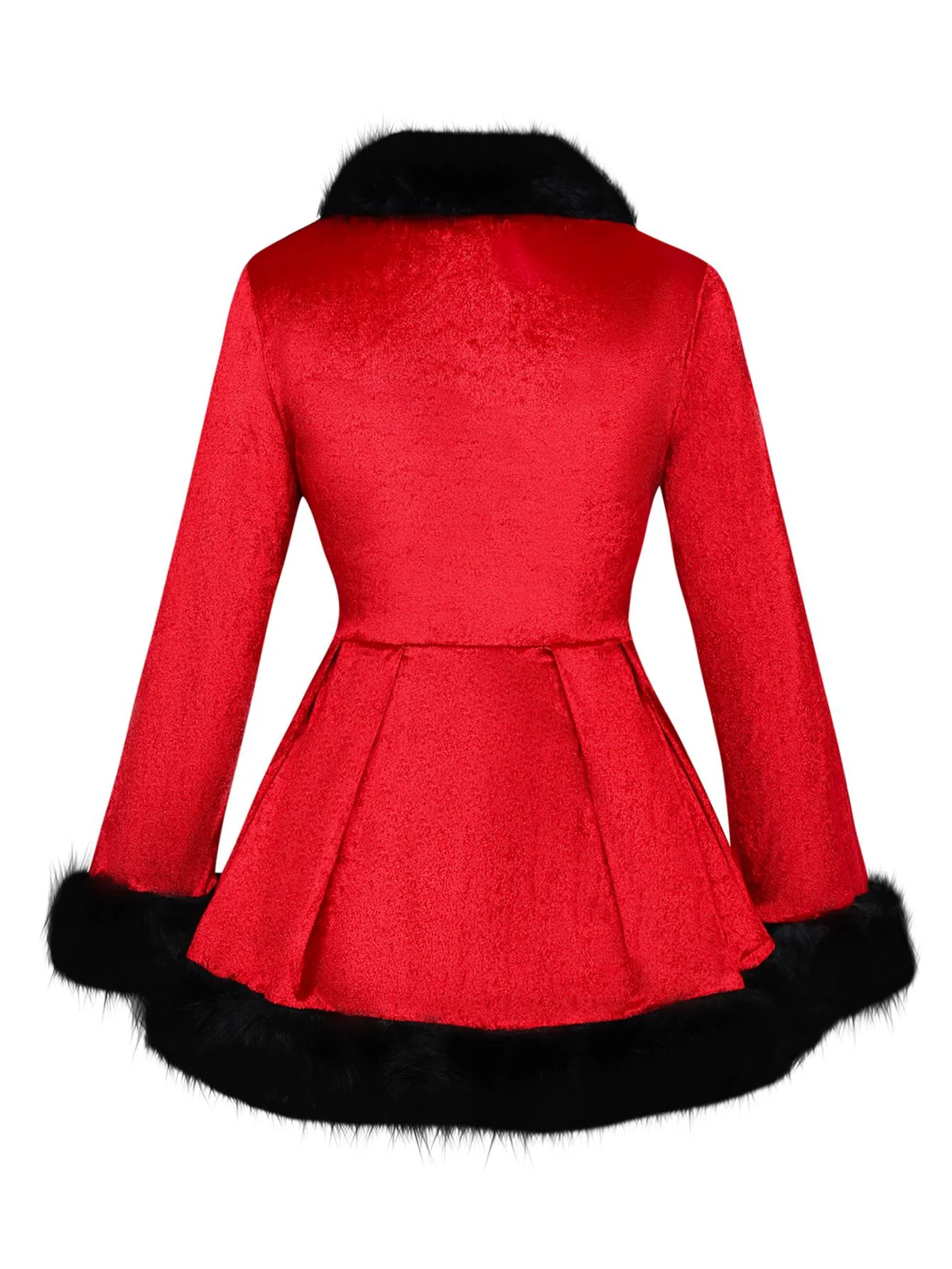 Veste de Noël en velours à lacets et bordure en fourrure rouge des années 1970 - Image 3