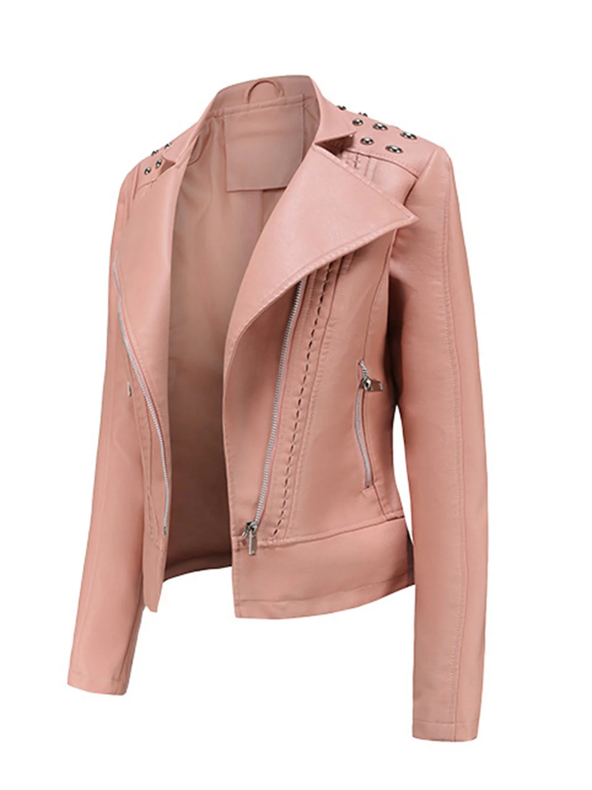 Veste en cuir à revers solide des années 1980 - Image 9