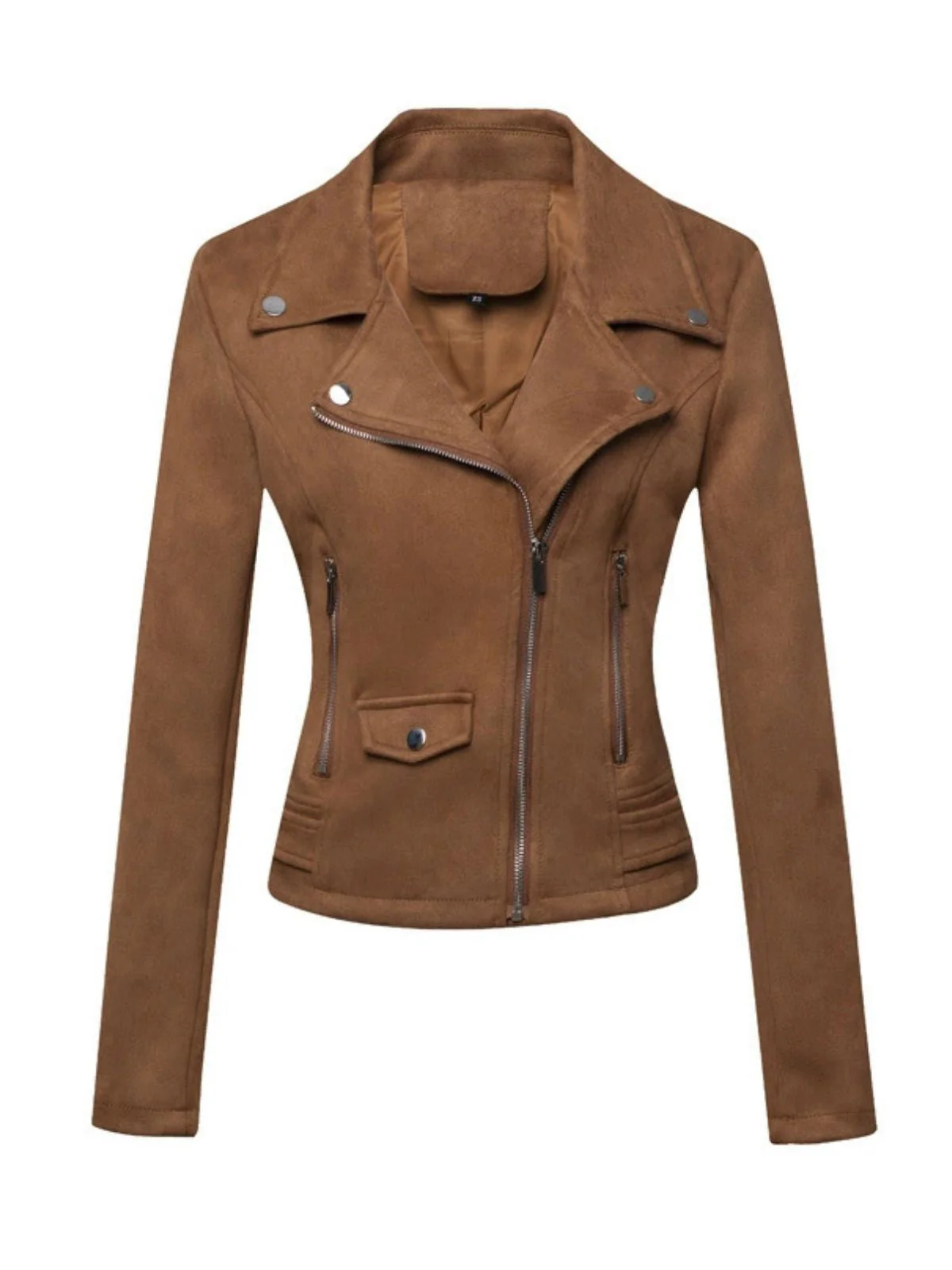 Veste en cuir suédé à revers uni années 1980 - Image 3