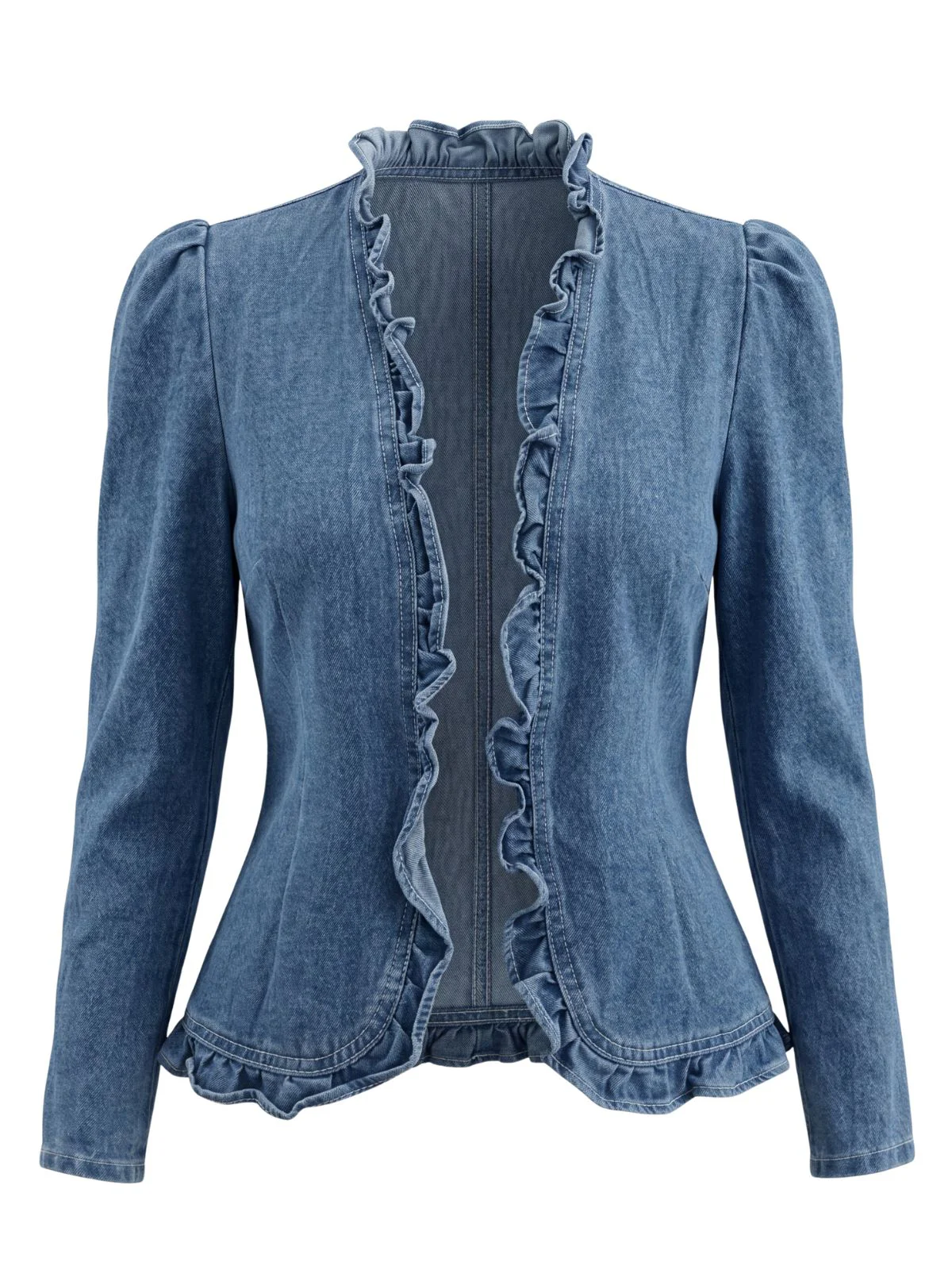 Veste jean manches longues et volants années 1960 - Image 3
