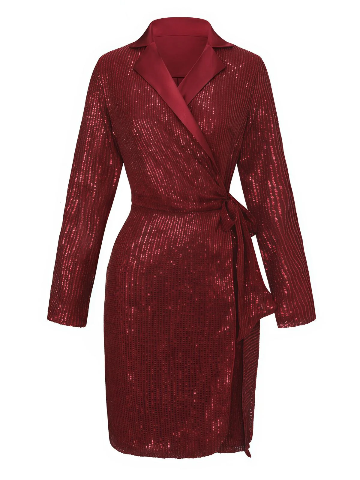 Veste longue pailleté col revers à nouer ceinturée années 1960 - Image 2
