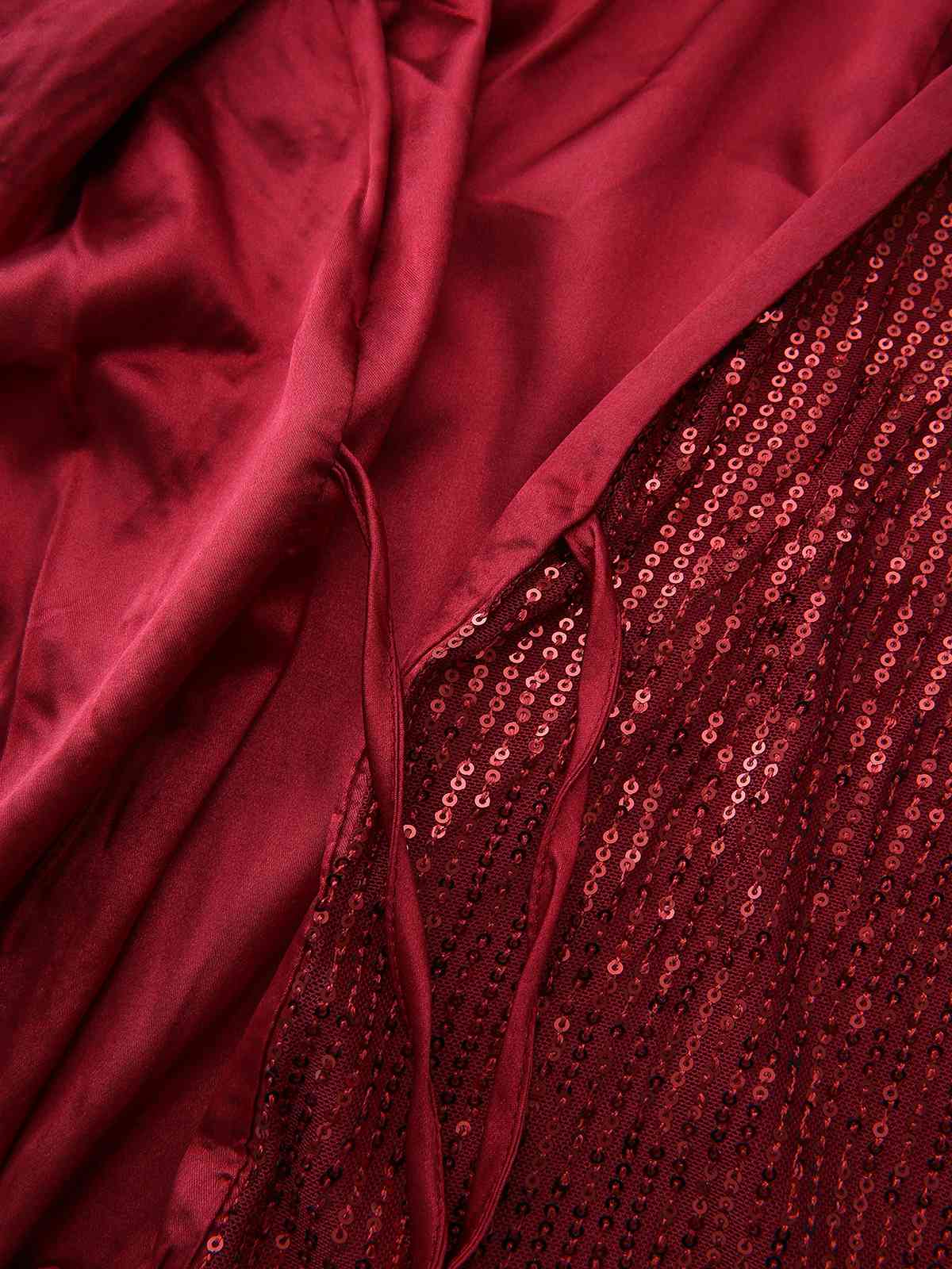 Veste longue pailleté col revers à nouer ceinturée années 1960 - Image 6