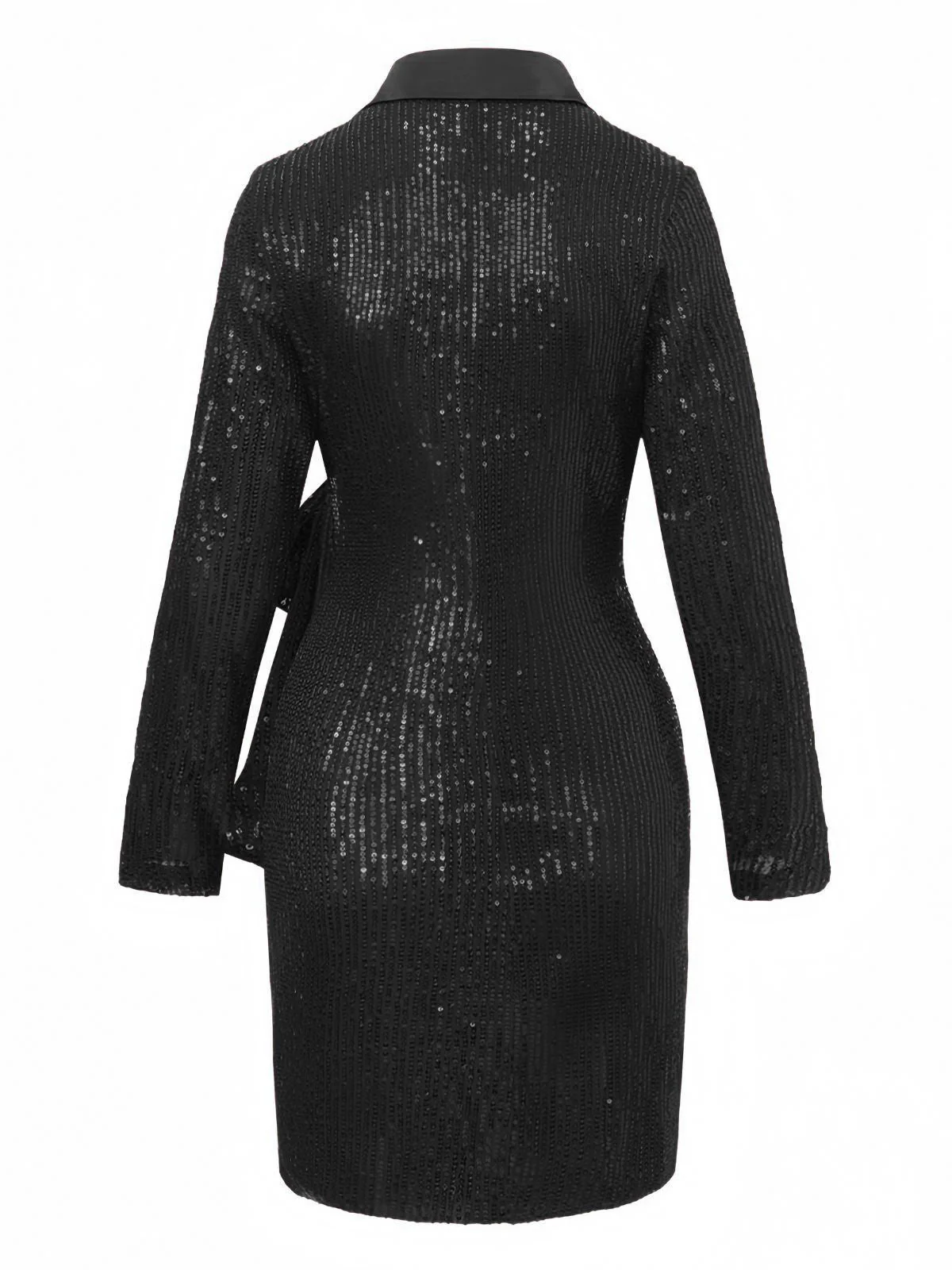 Veste longue pailleté col revers à nouer ceinturée années 1960 - Image 9