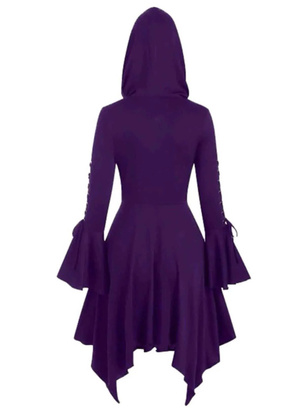 Veste longue punk gothique violette à capuche années 1980 - Image 2