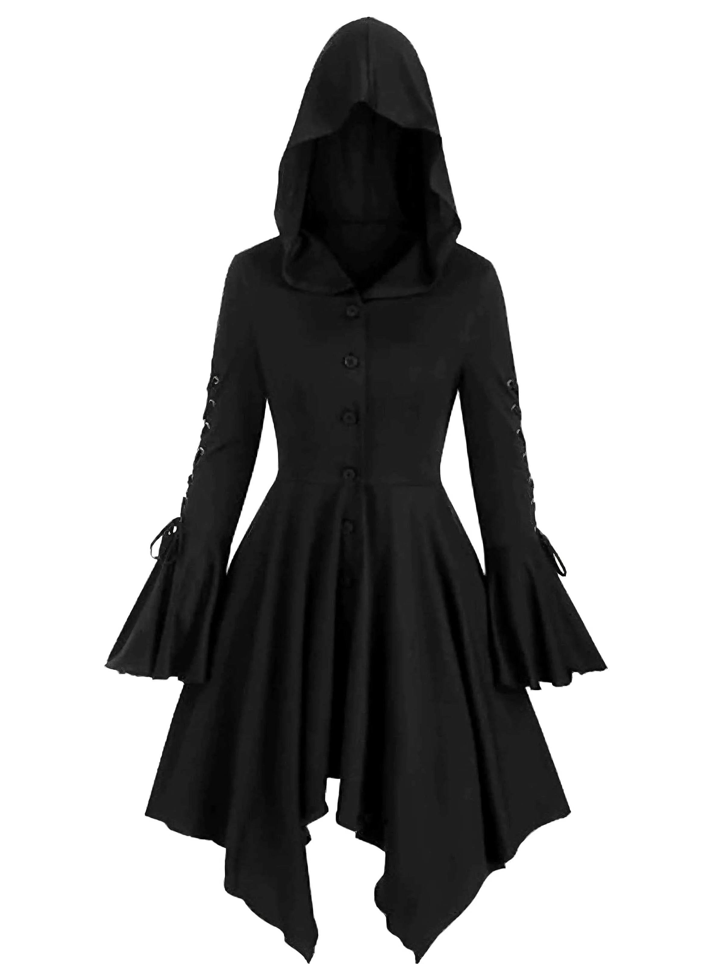 Veste longue punk gothique violette à capuche années 1980 - Image 4