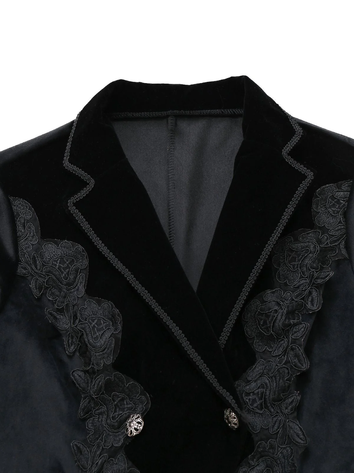 Veste noire brodée de fleurs de style victorien des années 1950 - Image 3