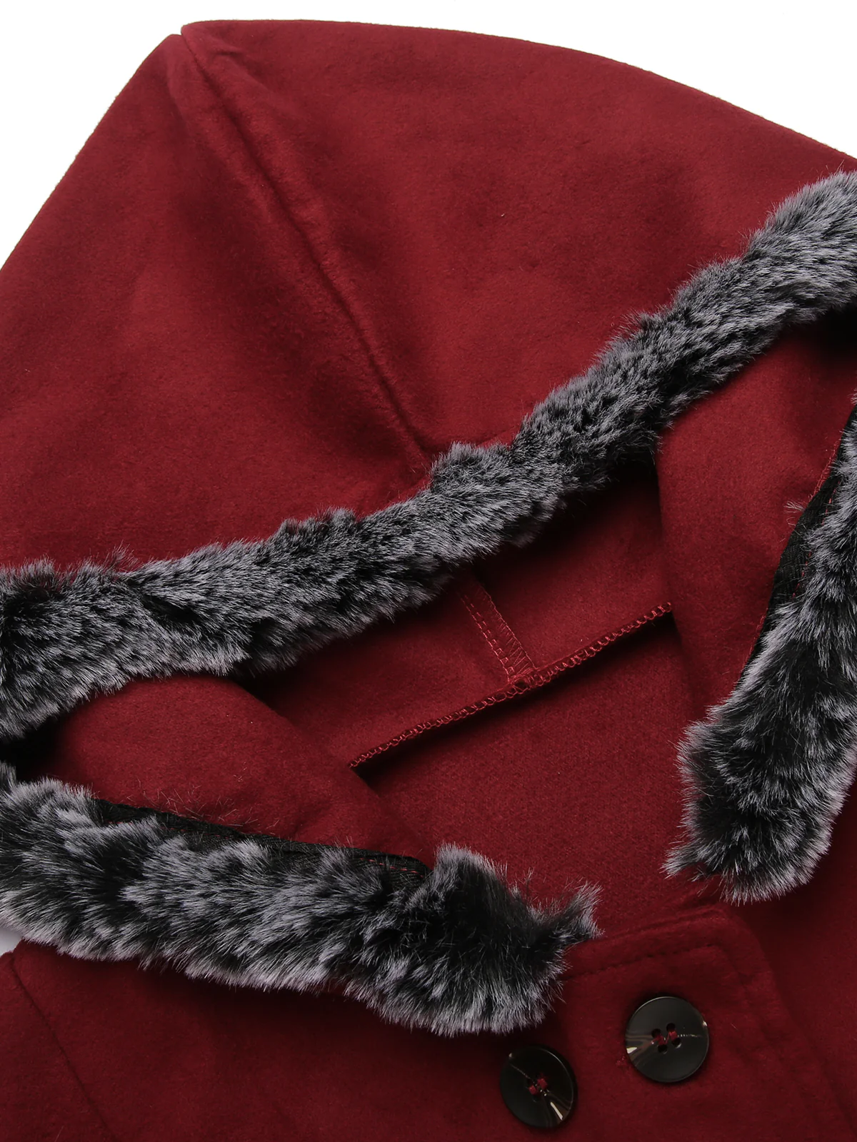 Veste Slim Vintage à Double Boutonnage en Fourrure Synthétique à Capuche Princess - Image 6