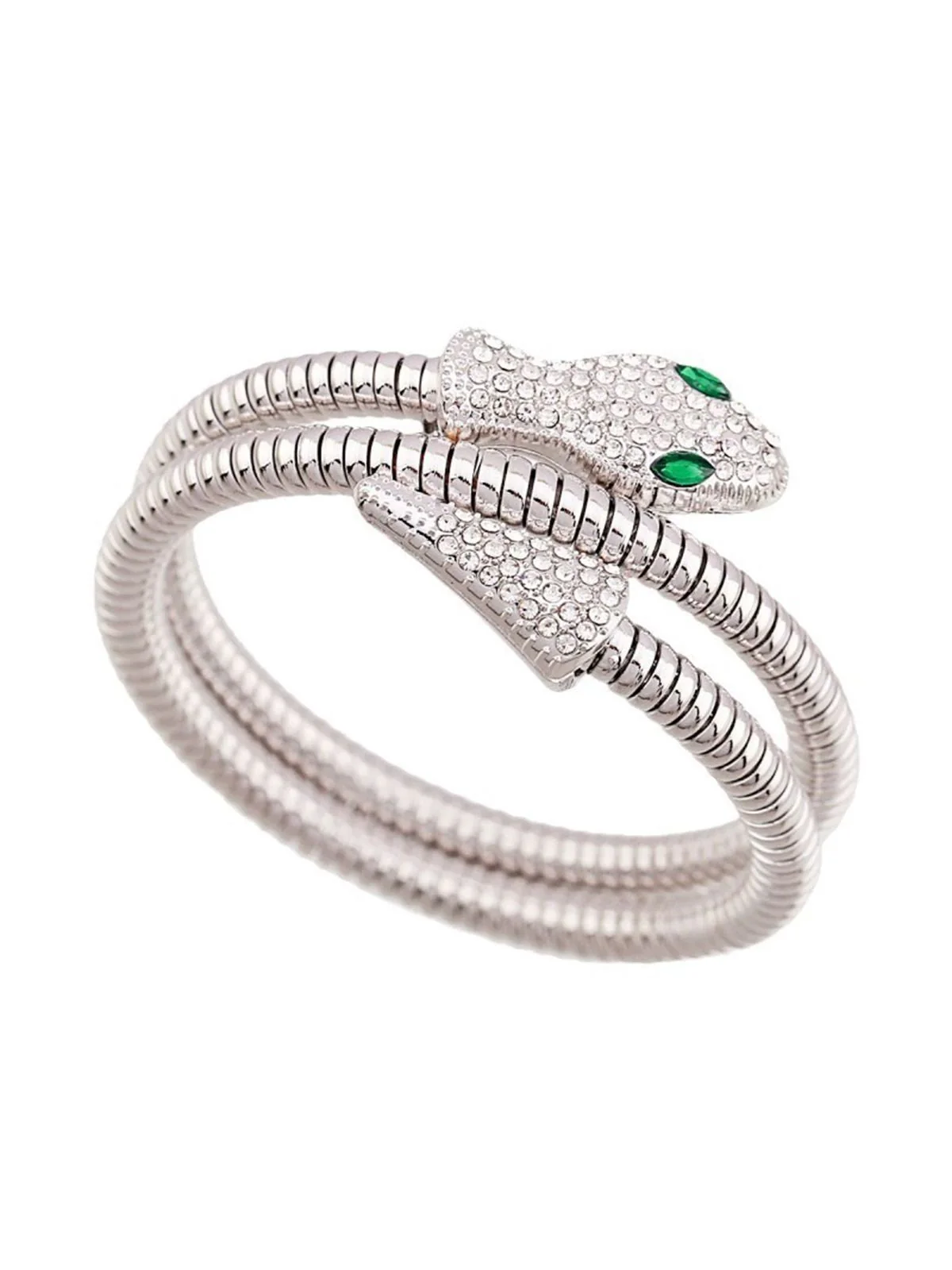 Bracelet jonc vintage en alliage avec strass et serpent
