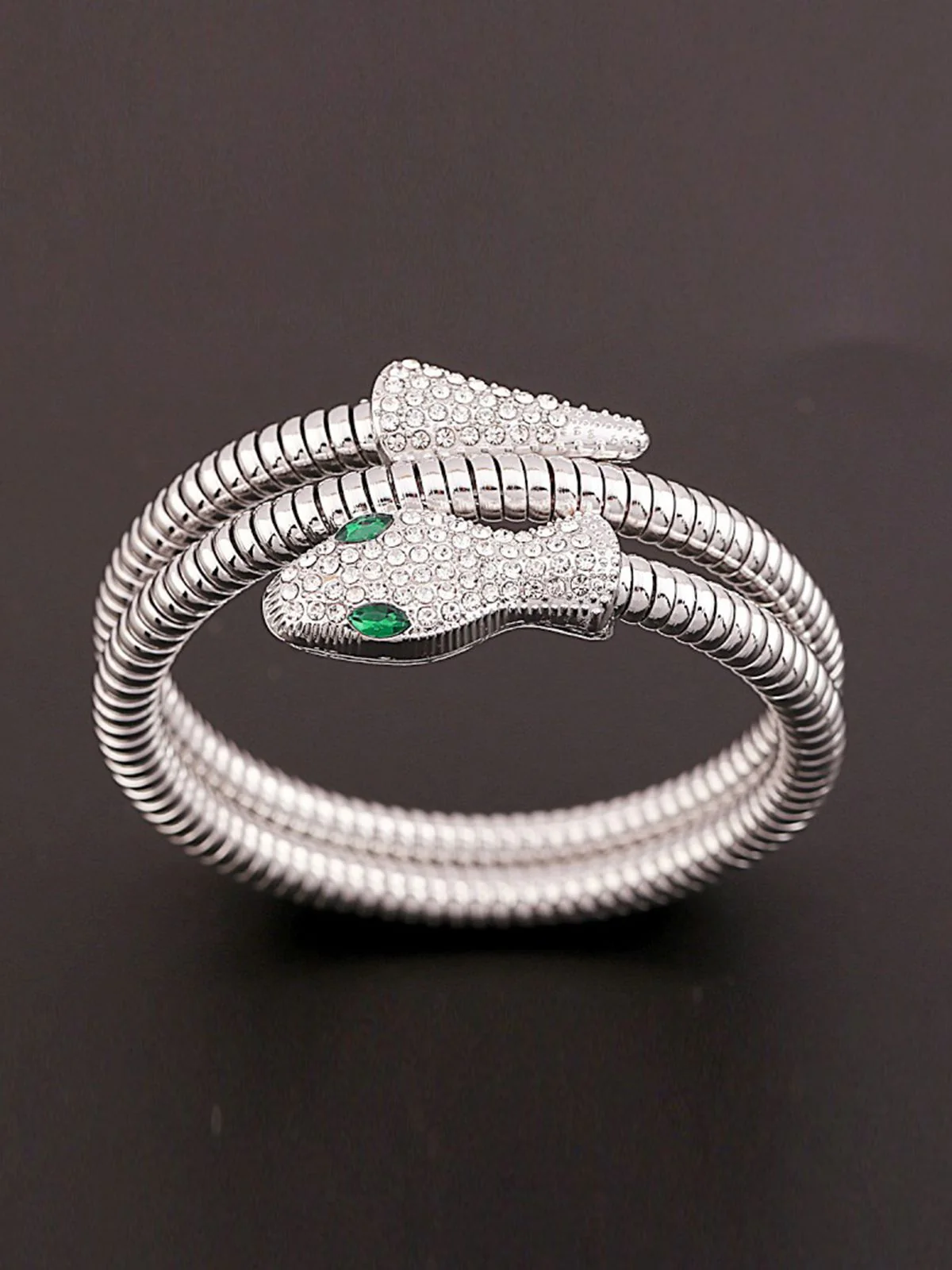 Bracelet jonc vintage en alliage avec strass et serpent - Image 2