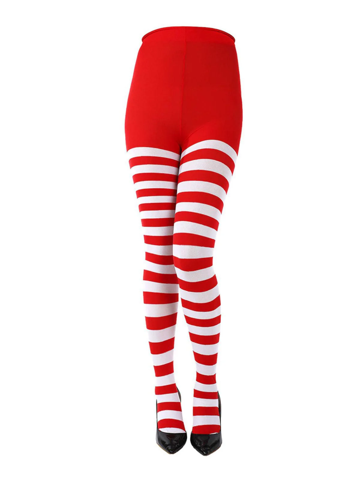 Collants de Noël vintage à rayures et taille haute